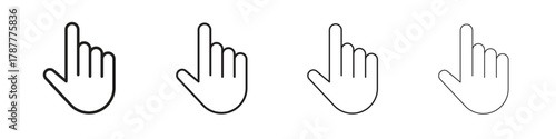 Cursor hand icon outline symbol. Editable Stroke collection.