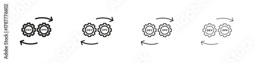 Dev ops icon outline symbol. Editable Stroke collection.