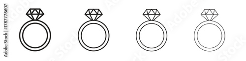 Diamond ring icon outline symbol. Editable Stroke collection.