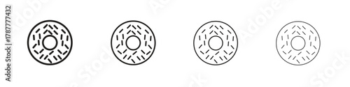 Doughnut icon outline symbol. Editable Stroke collection.