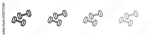 Dumbbell pair icon outline symbol. Editable Stroke collection.