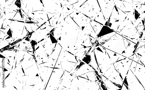 Surface of broken glass texture. Sketch shattered or crushed glass effect. Vector illustration isolated on white background. Window after crash or bullet, Broken mirror texture. Vector High resolution