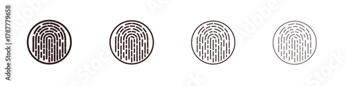 Fingerprint icon outline symbol. Editable Stroke collection.
