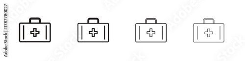 First aid box icon outline symbol. Editable Stroke collection.