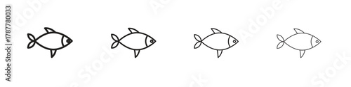Fish icon outline symbol. Editable Stroke collection.