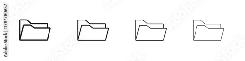 Folder icon outline symbol. Editable Stroke collection.