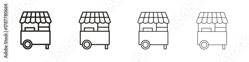 Food cart icon outline symbol. Editable Stroke collection.