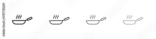 Frying pan icon outline symbol. Editable Stroke collection.