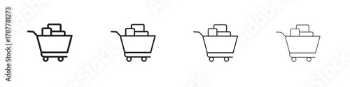 Full cart icon outline symbol. Editable Stroke collection.