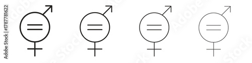 Gender equality icon outline symbol. Editable Stroke collection.