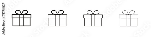 Gift box icon outline symbol. Editable Stroke collection.