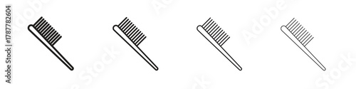 Hair brush icon outline symbol. Editable Stroke collection.