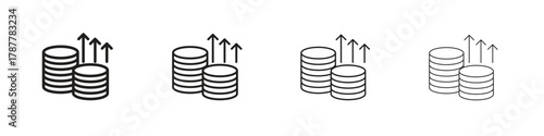 High revenue icon outline symbol. Editable Stroke collection.
