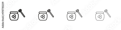 Honey jar icon outline symbol. Editable Stroke collection.