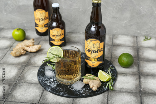 Glass of fresh ginger beer ...