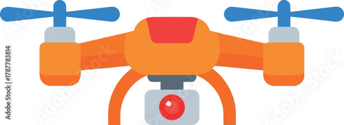 Orange drone with camera icon