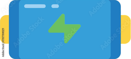 Blue battery icon with green lightning bolt