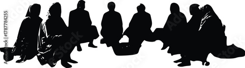The Concentric Circle: A Silhouette Study of Collaborative Engagement and Group Dynamics in a Seated Meeting or Discussion (138 characters)