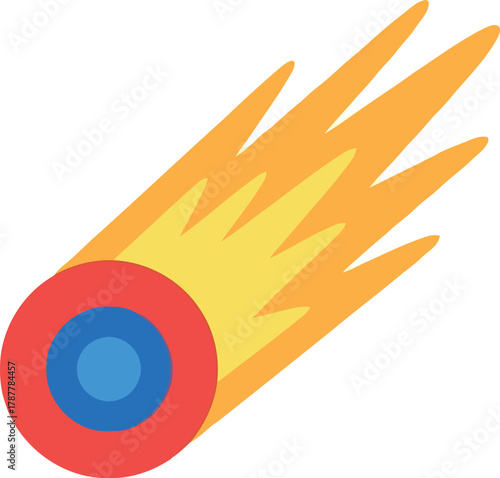 Fiery meteoroid streaking through space