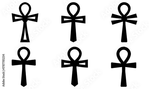 Ancient Egyptian Ankh Symbols: Vector Art Collection for Historical Designs & Cultural Projects | Symbol of Life, Power, and Immortality in Black