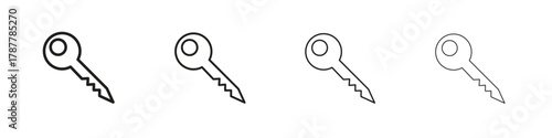 key icon outline symbol. Editable Stroke collection.