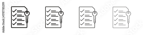 Key takeaway icon outline symbol. Editable Stroke collection.