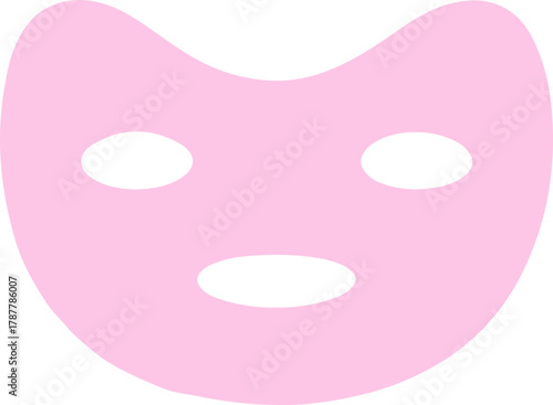 Minimalist pink facial mask with black details against a black background