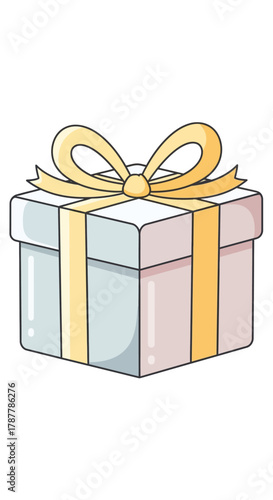 A beautiful light blue gift box with a yellow ribbon and bow, perfect for celebrating any occasion