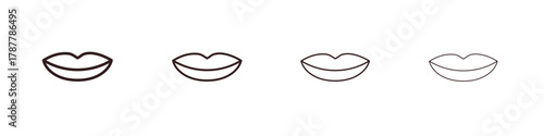 Lips icon outline symbol. Editable Stroke collection.