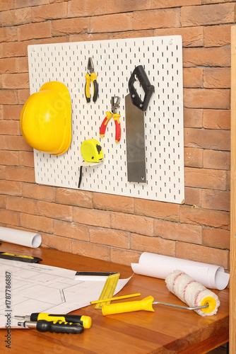 Pegboard with builder's too...