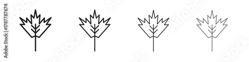 Maple leaf icon outline symbol. Editable Stroke collection.