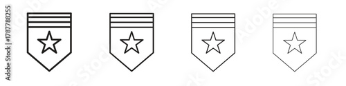 Military rank badge icon outline symbol. Editable Stroke collection.