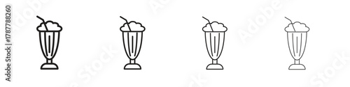 Milk shake icon outline symbol. Editable Stroke collection.