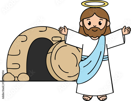 Resurrection of Jesus vector illustration 