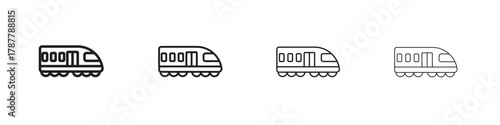 Monorail icon outline symbol. Editable Stroke collection.