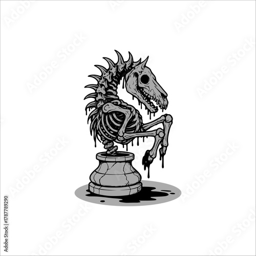 chess skull horse drawing artwork handmade illustration