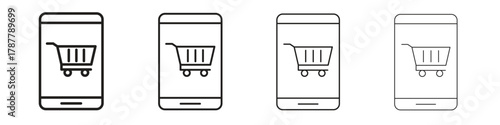 Online shopping icon outline symbol. Editable Stroke collection.
