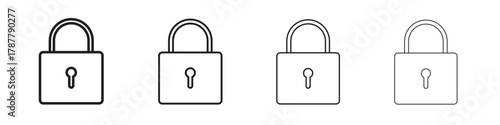 Padlock icon outline symbol. Editable Stroke collection.