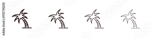 Palm tree icon outline symbol. Editable Stroke collection.