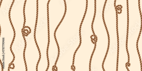 Vertical Ropes and Knots Seamless Pattern Background
