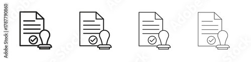 Permit icon outline symbol. Editable Stroke collection.