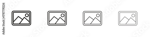 Picture icon outline symbol. Editable Stroke collection.