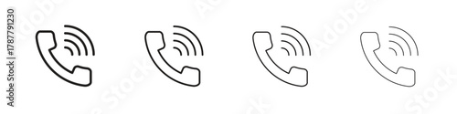 Phone call icon outline symbol. Editable Stroke collection.