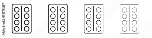 Pill blister outline symbol. Editable Stroke collection. icon outline symbol. Editable Stroke collection.