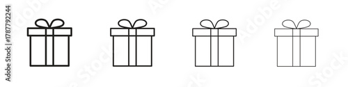 Present box icon outline symbol. Editable Stroke collection.