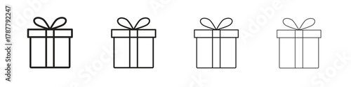 Present gift box icon outline symbol. Editable Stroke collection.