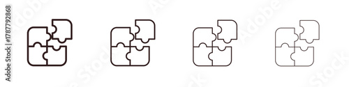 Puzzle icon outline symbol. Editable Stroke collection.