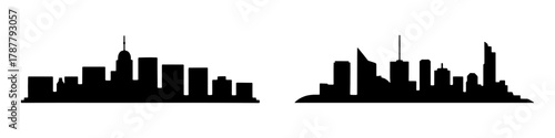 silhouette of city skyline  across an urban landscape