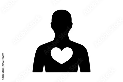 silhouette of  person with heart symbol 