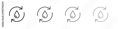 Recycle water icon outline symbol. Editable Stroke collection.